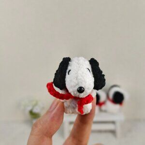 Handmade Amigurumi Crochet Snoopy With a Red Scarf Plushie